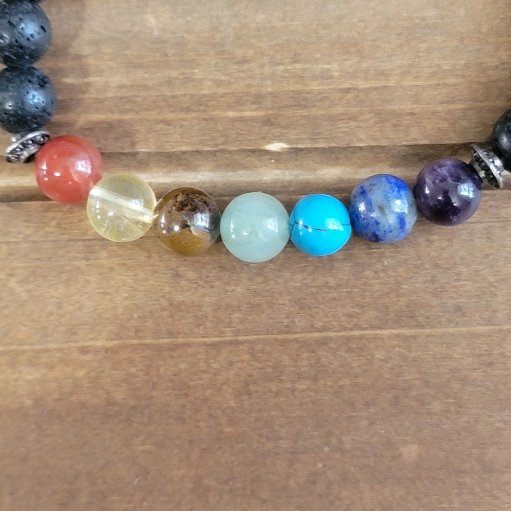 Hand Crafted Lava Rock Gemstone Bracelet Beaded Women Bohemian Boho Handmade - Picture 2 of 3
